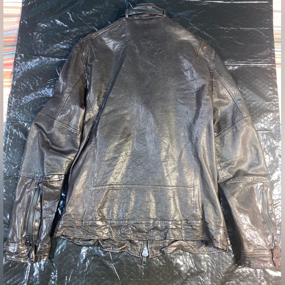 All Saints Brown Leather Jacket - Picture 9 of 13